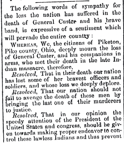 Pike Co. Republican 13 Jul 1876 - Custer